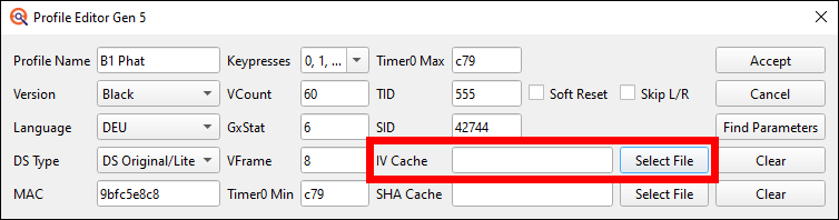 Profile Editor no Cache